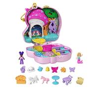 Polly Pocket Unicorn Forest Compact | Tea Party-Themed Playset, Glitter Horn, 2 Micro Dolls, 13 Accessories, Ages 4+, HCG20