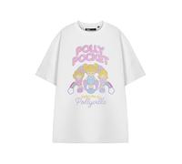 Polly Pocket Women's Classic Cartoon T-Shirt in White | Pollyville Theme Graphic Tee | Crew Neck Short Sleeve Top Characters Apparel | Plain Style Casual Wear | Pull On Tee