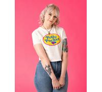 Polly Pocket Womens White Retro Logo Cropped Short Sleeved T-Shirt - X-Large