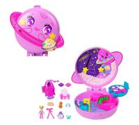 Polly Pocket Dolls and Playset, Planet Polly Outer Space Compact, Travel Toy with 1 Micro Doll, Pet Puppy & Themed Accessories, JCB18