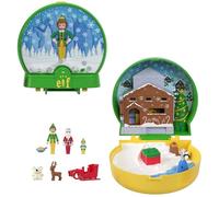 Polly Pocket x Elf Collaboration Compact, Micro Buddy & Santa Dolls and Holiday Theme Playset, 5 Themed Accessories Including Papa Elf, JGT05