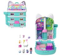 Polly Pocket x Gabby's Dollhouse Compact, Micro Dolls and Playset, 9 Themed Accessories, Pandy Paws, Cakey, & MerCat Pet Friends, JFV02