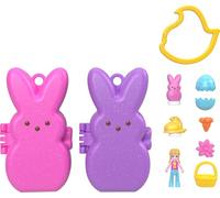 Polly Pocket x Peeps, 6 Micro Dolls & 2 Playsets with 6 Themed Accessories & Clip Keychains, Travel Toy, Partnership Compact