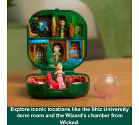 Polly Pocket x Wicked Collector Compact, Micro Dolls and Playset, 2 Themed Accessories, Iconic Shiz & Oz Locations, Glinda, Elphaba, & The Wizard, JF