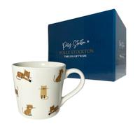 Polly Stockton Curious Cats Mug - Ceramic Coffee & Tea Mug with Charming Animal Design. Tasteful Everyday Homeware, a Thoughtful Gift for All Animal Lovers - 400ml Capacity.