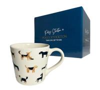 Polly Stockton Dashing Dogs Mug - Ceramic Coffee & Tea Mug with Charming Animal Design. Tasteful Everyday Homeware, a Thoughtful Gift for All Animal Lovers - 400ml Capacity.