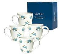 Polly Stockton Swing Sloths Mugs - Ceramic Coffee & Tea Mugs with Charming Animal Design. Tasteful Everyday Homeware, a Thoughtful Gift for All Animal Lovers - Set of 4, 400ml Capacity.