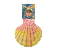 Polly's Comfy Clam Parrot Cage Flat Bird Perch for Parrots, Macaws, African Greys, Large Cockatoos, Amazons, Blue & Golds, and More (Pink/Yellow, Large)