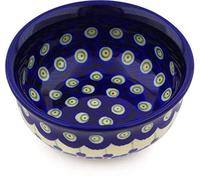 Polmedia Polish Pottery 4-inch Stoneware Bowl H9261E Hand Painted from Zaklady Ceramiczne in Boleslawiec Poland. Shape S777C(GU1384A) Pattern P1419A(166A)