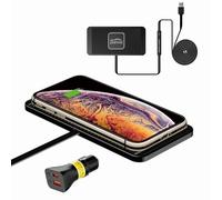 Polmxs Wireless Car Charger,DIY 15W Fast Wireless Charger Pad Non Slip Charging Pad with QC+PD Car Charger for Airpods, iPhone 16/15/14/13/12/11/X,Samsung S24/S23/S22 (1M Cable)
