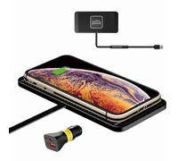 Polmxs Wireless Car Charger, DIY 15W Fast Wireless Charger Pad USB A Non Slip Charging Pad with 40W Car Charger for Airpods, iPhone 16/15/14/13/12/11/X,Samsung S24/S23/S22 (30CM Cable)