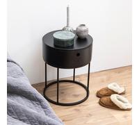 Polo Bedside Table - 1 Drawer - Round - Black Painted