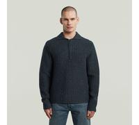 Polo Collar Half Zip Knit - Dark blue - Men M