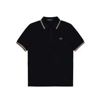 Fred Perry Twin Tipped Polo Shirt, Black/Ecru/Dark Caramel (UK, Alpha, M, Regular, Regular, Black/Ecru/Dark Caramel)