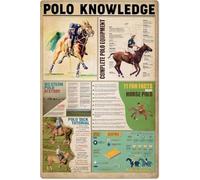Polo Knowledge Metal Signs Vintage Club Wall Decor Learn About Polo Basics Tin Posters Horse Farm Room Plaque Art Signs 8x12 Inches