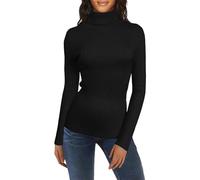 Polo Neck Jumpers for Women Trendy Slim Fit Ribbed Knitted Jumpers Turtleneck Pullover Sweaters Winter Warm Undershirt High Neck Knitwear Base Layer,Black,XL