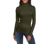Polo Neck Jumpers for Women Trendy Slim Fit Ribbed Knitted Jumpers Turtleneck Pullover Sweaters Winter Warm Undershirt High Neck Knitwear Base Layer,Green1,XL