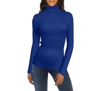 Polo Neck Jumpers for Women Trendy Slim Fit Ribbed Knitted Jumpers Turtleneck Pullover Sweaters Winter Warm Undershirt High Neck Knitwear Base Layer,Blue1,S