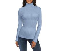 Polo Neck Jumpers for Women Trendy Slim Fit Ribbed Knitted Jumpers Turtleneck Pullover Sweaters Winter Warm Undershirt High Neck Knitwear Base Layer,Light Blue,L