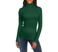 Polo Neck Jumpers for Women Trendy Slim Fit Ribbed Knitted Jumpers Turtleneck Pullover Sweaters Winter Warm Undershirt High Neck Knitwear Base Layer,Green2,S