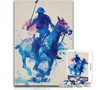 Polo Player Watercolor Art Adult Jigsaw Puzzles1000 Pieces Brain Challenge Learning Game Thoughtful Surprise for Celebrations Size 50x75cm
