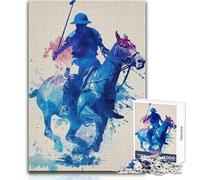 Polo Player Watercolor Art Adults 1000 Pieces Puzzle Strategic Thinking Learning Game Ideal Meaningful Gift for Any Event Size 38x26cm