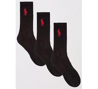 Polo Ralph Lauren 3 Pack Big Pony 3Pk Crew Socks, Black, Men Black