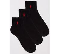 Polo Ralph Lauren 3 Pack Quarter Crew Socks, Black, Men Black
