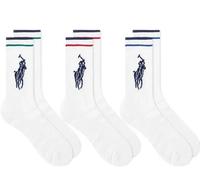 Polo Ralph Lauren 3 pack sport sock White Stripe Large Pony Logo Adults OFFICIAL