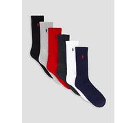 Polo Ralph Lauren 6 Pack Cotton Logo Crew Socks, Assorted, Men Assorted