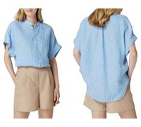 Polo Ralph Lauren ALEN Linen Shirt Blouse Top T-Shirt Mao Collar S Blue