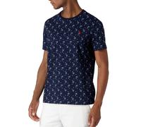 Polo Ralph Lauren All-Over Pattern Navy T-Shirt Custom Slim Fit Tee New L