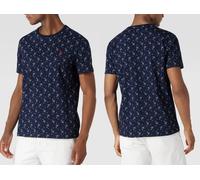 Polo Ralph Lauren All-Over Pattern Navy T-Shirt Custom Slim Fit Tee New M