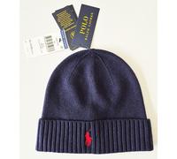 Polo Ralph Lauren Beanie Hat Merino Wool Signature Pony Navy New 100% Genuine