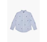 Polo Ralph Lauren Boys Blue Kids Boys' Logo-embroidered Long-sleeved Cotton Shirt M