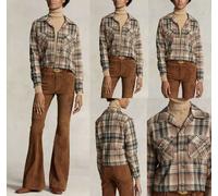 Polo Ralph Lauren Check Cropped Shirt-Jacket Italian Tweed Wool Shirt Jacket XS