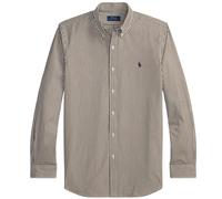 Polo Ralph Lauren Custom Fit Striped Stretch Poplin Shirt - Nutmeg Brown/White S S