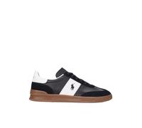 POLO RALPH LAUREN Heritage AERA Leather Sneakers, Black White, 8 UK