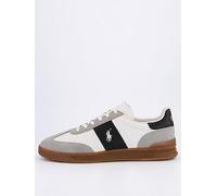 Polo Ralph Lauren Mens Heritage Aera Leather Suede Sneakers - Colour: 002 White/Black/Soft Grey - Size: 10