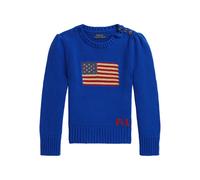 POLO RALPH LAUREN KIDS The Iconic Flag intarsia-knit crew-neck sweater - Blue 2T-3T-4-5-6-6X