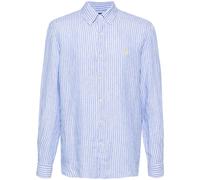 Polo Ralph Lauren logo-embroidered striped linen shirt - Blue L-XL