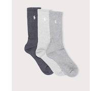 Polo Ralph Lauren Men's Three Pack of Cotton Blend Crew Socks - Grey - Size: 15.5/9/16/7/7.5/14.5/8/15/8.5/12.5/6/13/13.5/14/6.5/11/4.5/11.5/5/12/5.5/