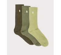 Polo Ralph Lauren Mens 3 Pack of Cotton Blend Crew Socks - Colour: 003 Light Olive/CLS DRB Olive/DEF Green - Size: One Size