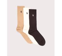 Polo Ralph Lauren Mens 3 Pack of Cotton Blend Crew Socks - Colour: 007 Camel/Ivory/Brown - Size: 10/13 10/13