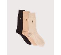 Polo Ralph Lauren Mens 3 Pack of Cotton Blend Crew Socks - Colour: 013 Stone/Brown/Camel - Size: 9-12