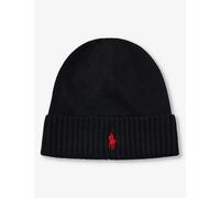 Polo Ralph Lauren Mens Black Brand-embroidered Folded-brim Wool Beanie