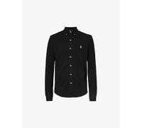 Polo Ralph Lauren Mens Black Long-sleeved Logo-embroidered Slim-fit Cotton Shirt Xxl