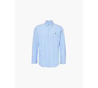 Polo Ralph Lauren Mens Bluelogo-embroidered Striped Stretch-cotton Shirt S