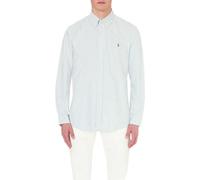 Polo Ralph Lauren Mens Bsr Blu/white Long-sleeved Button-down Custom-fit Cotton Oxford Shirt L