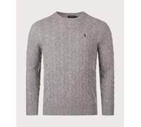 Polo Ralph Lauren Mens Cashmere Blend Cable Knit Jumper - Colour: 012 Fawn Grey Heather - Size: XL